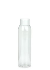125 ml PET-Flasche transparent, Ø 39,5 mm, Schraubverschluss mit Spritzeinsatz weiß