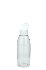 150 ml R-PET-Flasche transparent, Ø 46,2 mm, Klappverschluss, Softline matt weiß