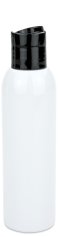 150 ml R-PET-Flasche weiß, Ø 42,2 mm, Disc-Top-Verschluss schwarz