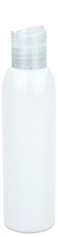 150 ml R-PET-Flasche weiß, Ø 42,2 mm, Disc-Top-Verschluss transparent