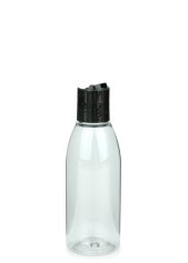 150 ml PET-Flasche transparent, Ø 46,2 mm, Disc-Top-Verschluss schwarz