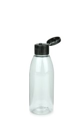 150 ml PET-Flasche transparent, Ø 46,2 mm, Klappverschluss schwarz