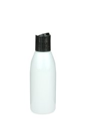 150 ml PET-Flasche weiß, Ø 46,2 mm, Disc-Top-Verschluss schwarz
