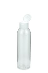 150 ml PET-Flasche transparent, Ø 42,2 mm, Klappverschluss, Softline matt weiß