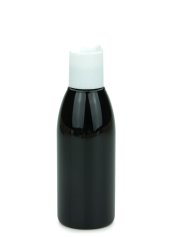150 ml PET-Flasche schwarz, Ø 46,2 mm, Disc-Top-Verschluss weiß