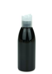150 ml PET-Flasche schwarz, Ø 46,2 mm, Disc-Top-Verschluss transparent