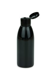 150 ml PET-Flasche schwarz, Ø 46,2 mm, Klappverschluss schwarz