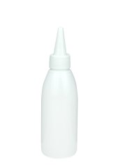 150 ml R-PET-Dosierflasche weiß, Ø 46,2 mm, Schraubkappe weiß
