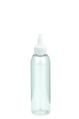 150 ml PET-Dosierflasche transparent, Ø 42,2 mm, On/Off-Verschluss weiß