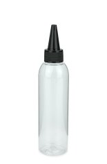 150 ml PET-Dosierflasche transparent, Ø 42,2 mm, Schraubkappe schwarz