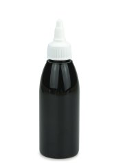 150 ml PET-Dosierflasche schwarz, Ø 46,2 mm, On/Off-Verschluss weiß