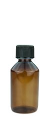 150 ml PET-Laborflasche KISI braun, Ø 52,4 mm, Verschluss schwarz