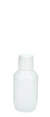150 ml PET-Laborflasche Ausgießer weiß, Ø 52,4 mm, Verschluss weiß
