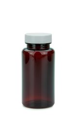 150 ml PET-Packer Schraubdose braun (38/400) – mit Schraubdeckel, Deckel weiß, glänzend