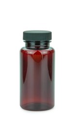 150 ml PET-Packer Schraubdose braun (38/400) – mit Schraubdeckel, Deckel schwarz, matt gerippt