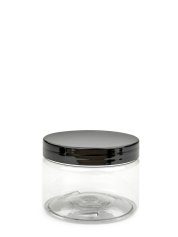 150 ml PET-Cylindrical Zylinderdose klar (70/400) – Deckel schwarz, glänzend, Induktionssiegel