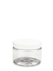 150 ml PET-Cylindrical Zylinderdose klar (70/400) – Deckel weiß, glänzend, EPE-Einlage