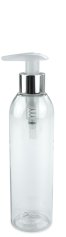 150 ml PET-Flasche transparent, Ø 42,2 mm, Seifenpumpe natur/Metall