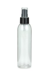 150 ml R-PET-Flasche transparent, Ø 42,2 mm, Lotionpumpe schwarz