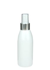 150 ml PET-Flasche weiß, Ø 46,2 mm, Lotionpumpe weiß/Metall