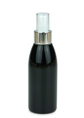 150 ml PET-Flasche schwarz, Ø 46,2 mm, Lotionpumpe weiß/Metall