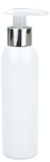 150 ml PET-Flasche weiß, Ø 42,2 mm, Seifenpumpe natur/Metall