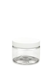150 ml R-PET-Cylindrical Zylinderdose klar (70/400) – Deckel weiß, matt, EPE-Einlage