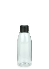 150 ml R-PET-Flasche transparent, Ø 46,2 mm, Schraubverschluss schwarz
