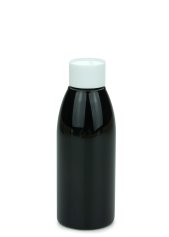 150 ml PET-Flasche schwarz, Ø 46,2 mm, Schraubverschluss weiß