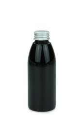 150 ml PET-Flasche schwarz, Ø 46,2 mm, Alu-Schraubkappe schwarz