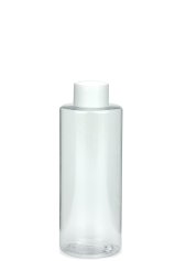 200 ml PETG-Flasche transparent, Ø 50,0 mm, Schraubverschluss mit Spritzeinsatz weiß