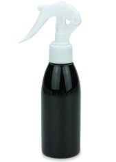 150 ml PET-Flasche schwarz, Ø 46,2 mm, Mini-Trigger-Sprühzerstäuber weiß, glatt