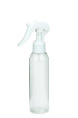 150 ml PET-Flasche transparent, Ø 42,2 mm, Mini-Trigger-Sprühzerstäuber weiß