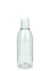 200 ml R-PET-Flasche transparent, Ø 50,4 mm, Disc-Top-Verschluss weiß