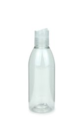200 ml R-PET-Flasche transparent, Ø 50,4 mm, Disc-Top-Verschluss transparent
