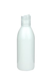 200 ml R-PET-Flasche weiß, Ø 50,4 mm, Disc-Top-Verschluss transparent