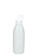 200 ml R-PET-Flasche weiß, Ø 50,4 mm, Klappverschluss, Softline matt weiß