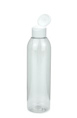 200 ml PET-Flasche transparent, Ø 45,8 mm, Klappverschluss, Softline matt weiß