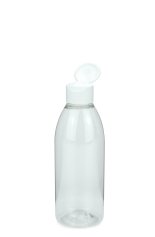 200 ml PET-Flasche transparent, Ø 50,4 mm, Klappverschluss, Softline matt weiß