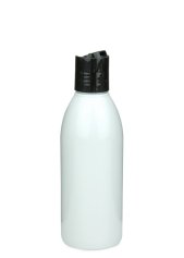 200 ml PET-Flasche weiß, Ø 50,4 mm, Disc-Top-Verschluss schwarz
