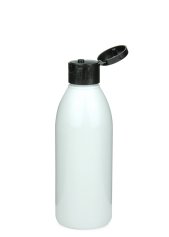 200 ml PET-Flasche weiß, Ø 50,4 mm, Klappverschluss schwarz