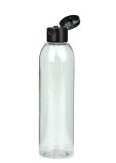 200 ml PET-Flasche transparent, Ø 45,8 mm, Klappverschluss schwarz