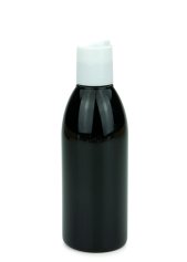 200 ml PET-Flasche schwarz, Ø 50,4 mm, Disc-Top-Verschluss weiß