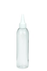 200 ml PET-Dosierflasche transparent, Ø 45,8 mm, Schraubkappe weiß