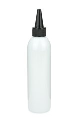 200 ml R-PET-Dosierflasche weiß, Ø 45,8 mm, Schraubkappe schwarz