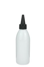 200 ml PET-Dosierflasche weiß, Ø 50,4 mm, Schraubkappe schwarz