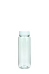 200 ml R-PET-Smoothie-Flasche transparent, Ø 48,0 mm, Verschluss weiß