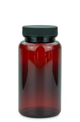 200 ml PET-Packer Schraubdose braun (45/400) – mit Schraubdeckel, Deckel schwarz, matt gerippt