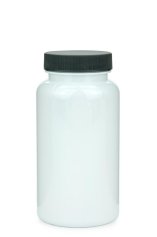 200 ml PET-Packer Schraubdose weiß (45/400) – mit Schraubdeckel, Deckel schwarz, matt gerippt