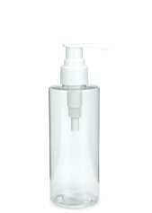 200 ml PETG-Flasche transparent, Ø 50,0 mm, Seifenpumpe weiß